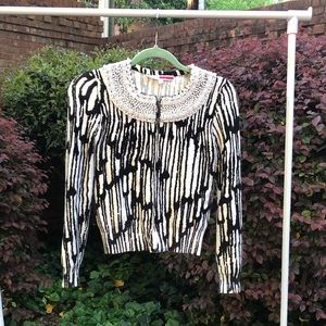 Tracy Reese Beaded Collar Cardigan, XS